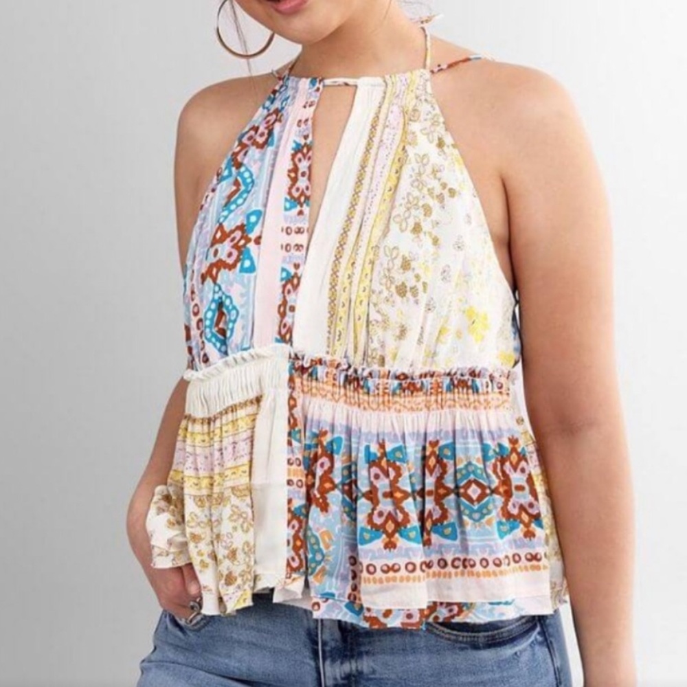 Free People Multicolor Halter Blouse
